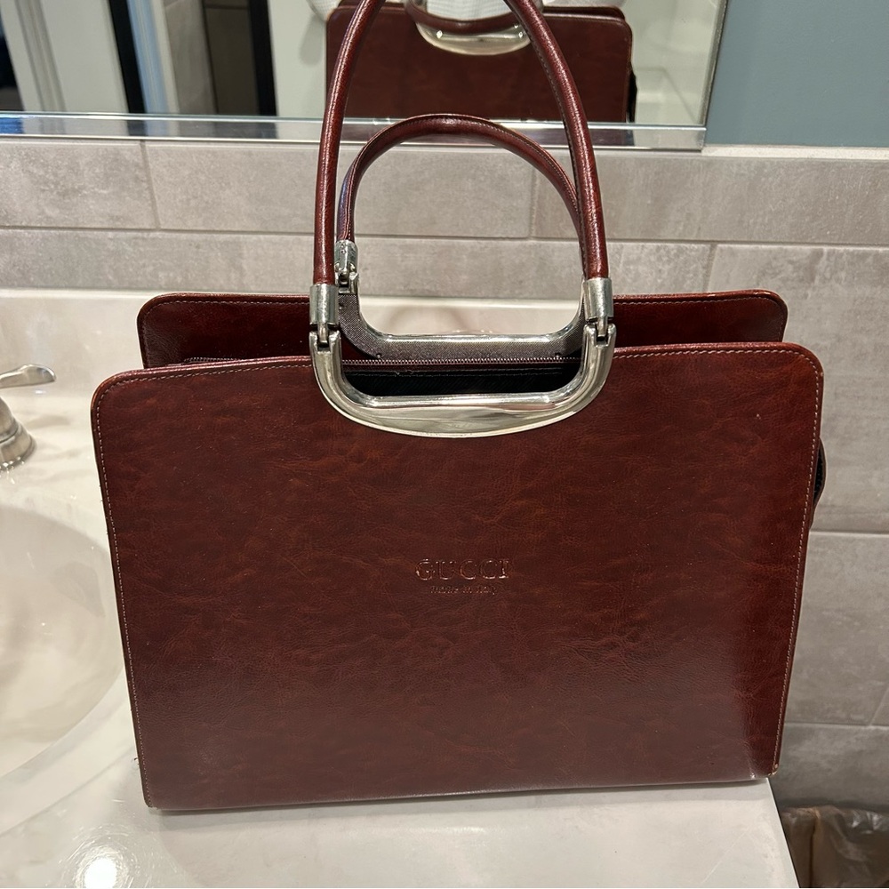 Designer Inspired Women's Structured Satchel in Deep Burgundy